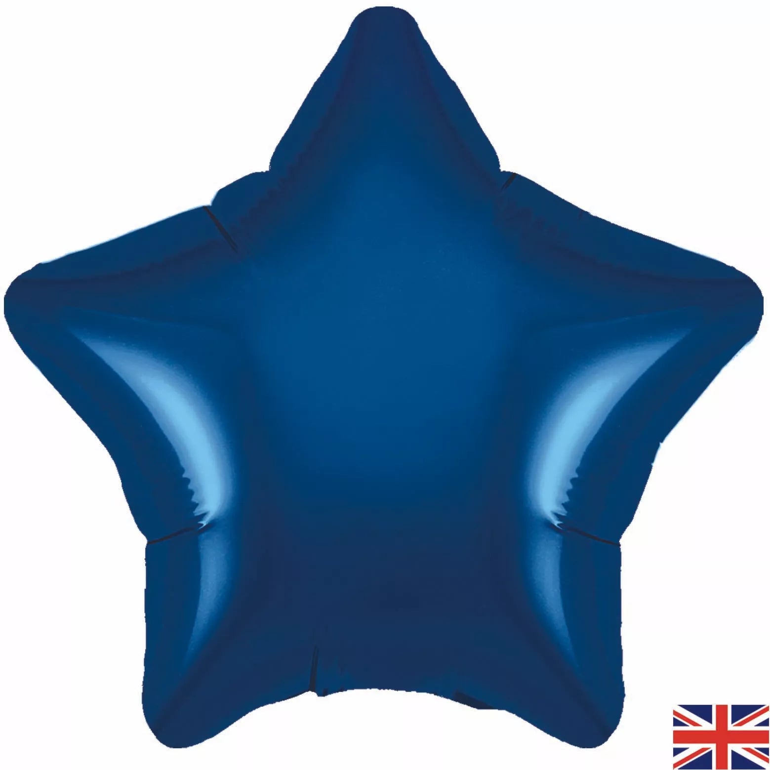 Oaktree Navy Blue Star 19-inch foil balloon with shiny metallic finish, featuring a star shape and vibrant navy blue color.