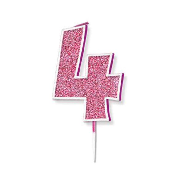 Oaktree Party Candle Number 4 Pink 7.5cm