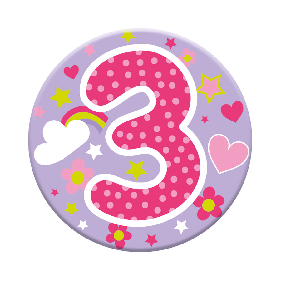 Six small Tiger Feet birthday badges featuring age 3 for kids' celebration accessories, colorful and festive.