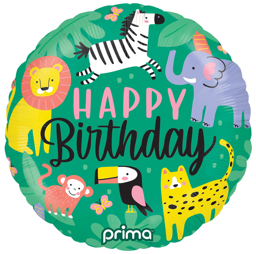 Foil Balloon 18" Round Happy Birthday Jungle