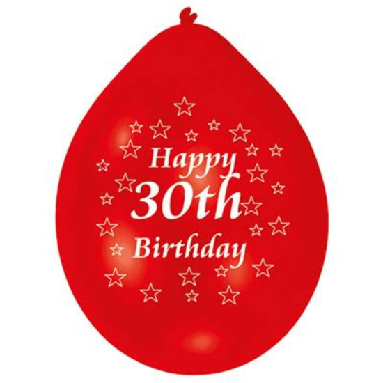 10 Latex Balloons 9" Birthday Age 30