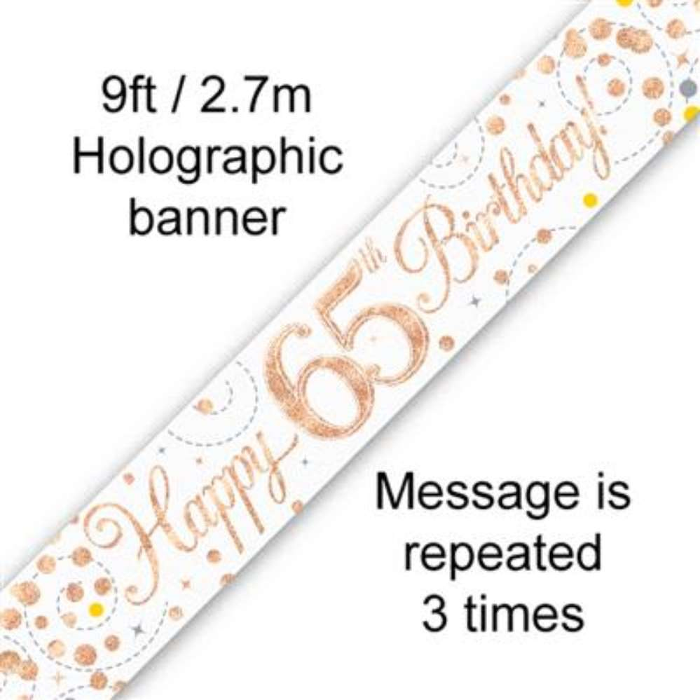 Oaktree Banner Sparkling Fizz Age 65 Rose Gold 9ft