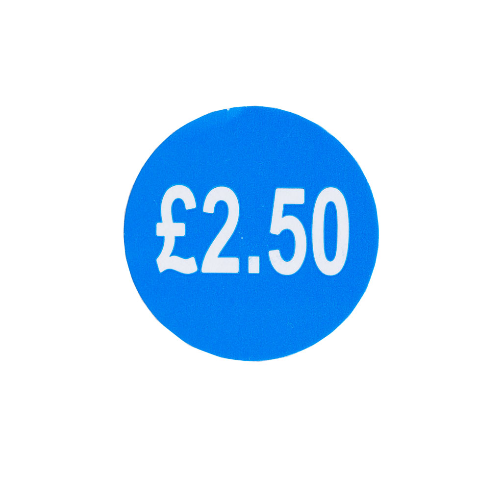 1000 Blue Price Labels 25mm Round 2.50