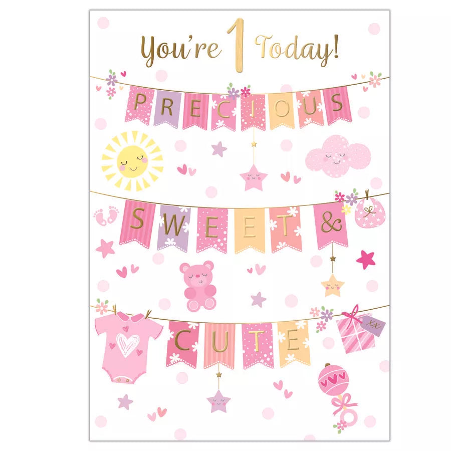 Set of six Prelude birthday cards for age 1, featuring colorful designs and cheerful illustrations for celebrating young children.