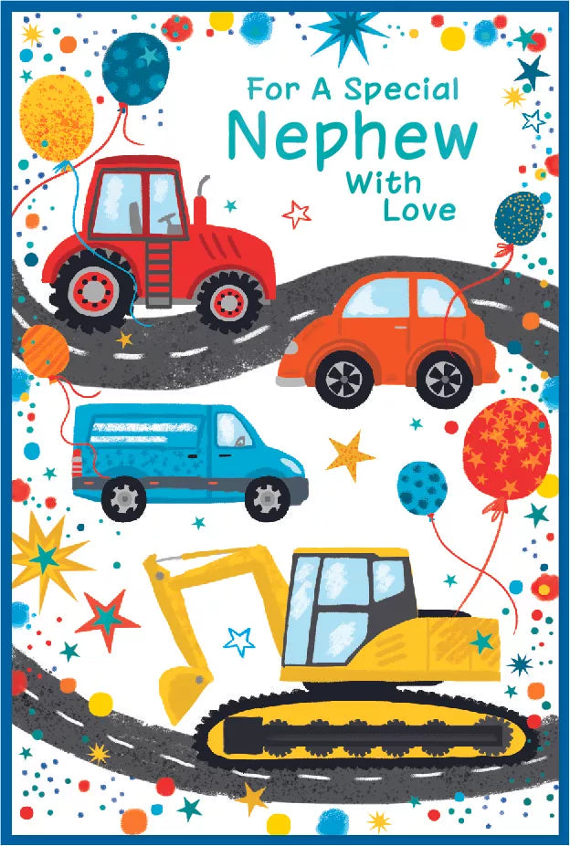 Set of six Simon Elvin C75 birthday cards for nephew with colorful designs and cheerful messages, perfect for celebrating his special day.