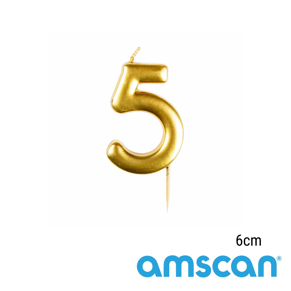 Amscan Party Candle Number 5 Metallic Gold 6cm