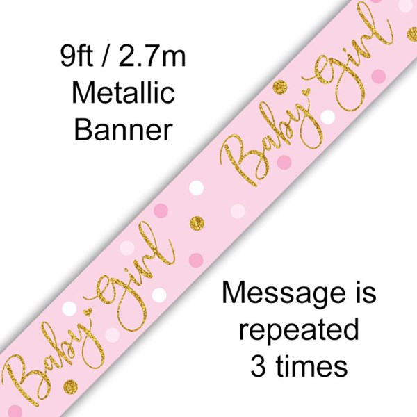Oaktree Banner Sparkling Baby Girl Dots 9ft