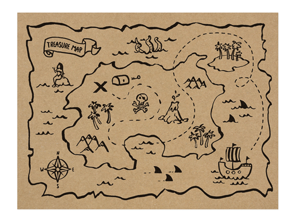 Pirate Party Treasure Map Paper Placemats 6pk