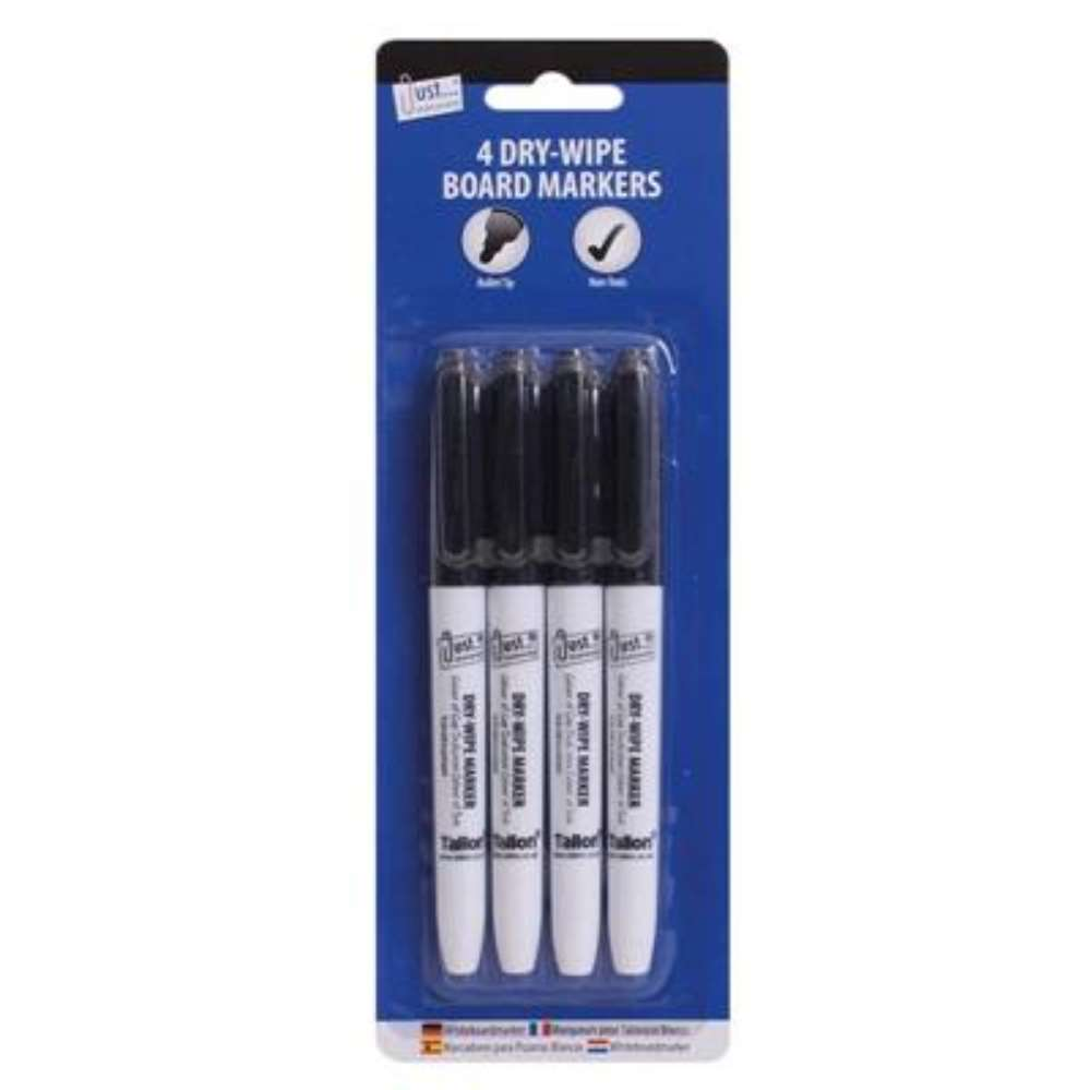 Tallon 4 Pack Dry Wipe Marker Black