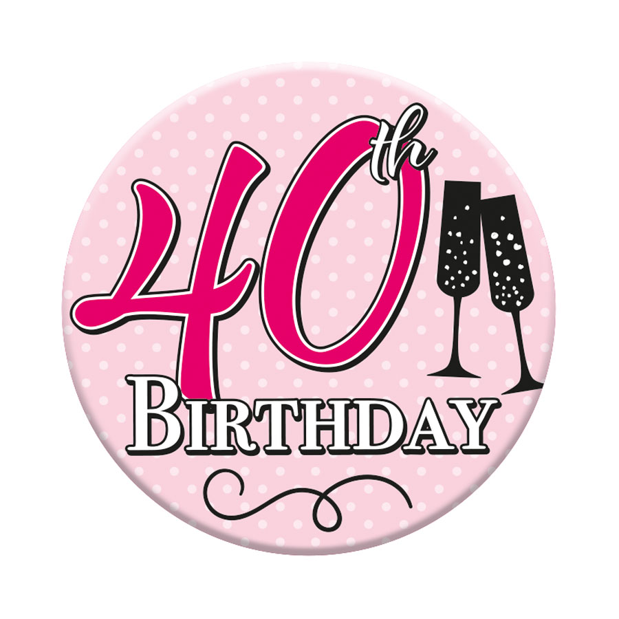 Six small Tiger Feet birthday badges with the number 40, featuring colorful designs for celebrating milestone birthdays.