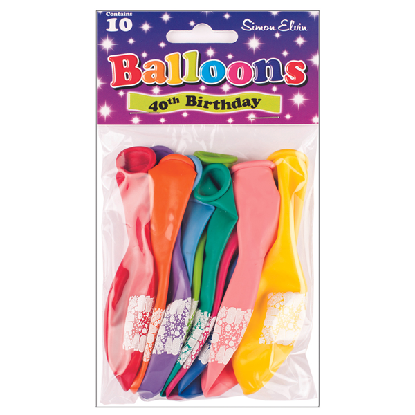 Age 40 Latex Balloons 9" 10pk