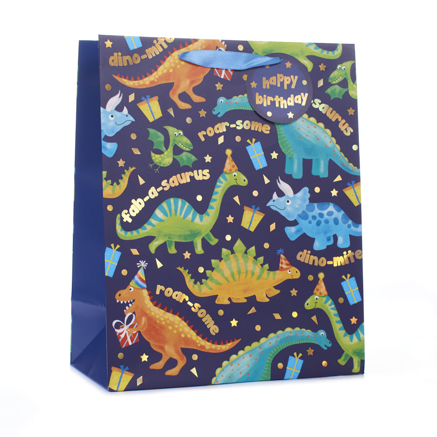 Tiger Feet Gift Bag Dinosaur Extra Large 6pk
