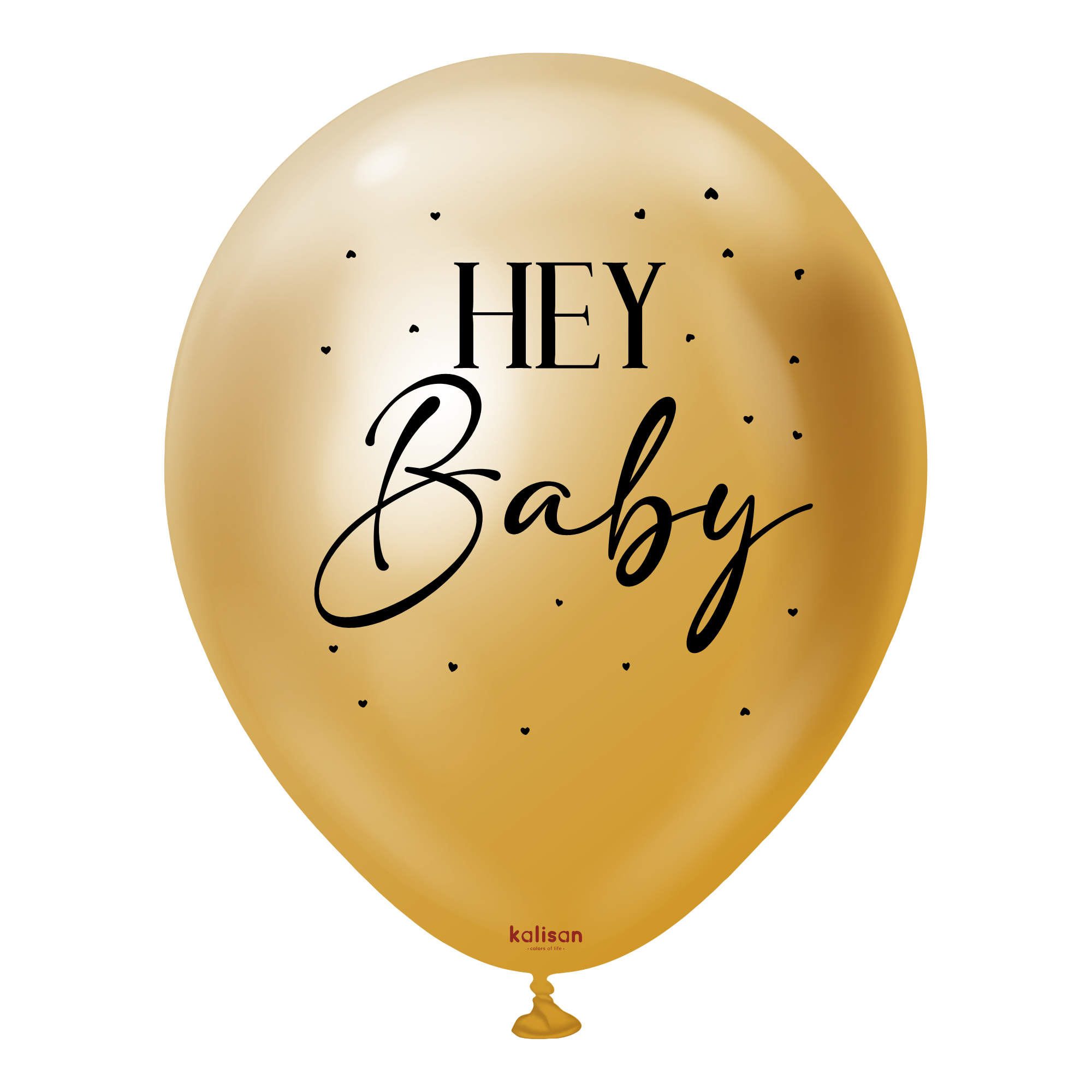 Kalisan Hey Baby Mirror Gold 18" Latex Balloon 2pk
