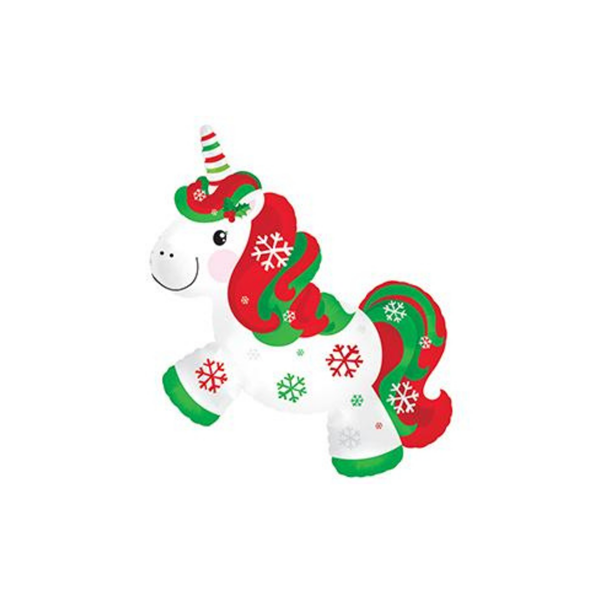 Christmas Unicorn 12" Mini Shape Foil Balloon