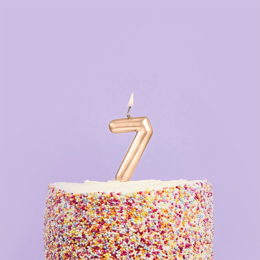 Hootybaloo Party Candle Number 7 Metallic Gold