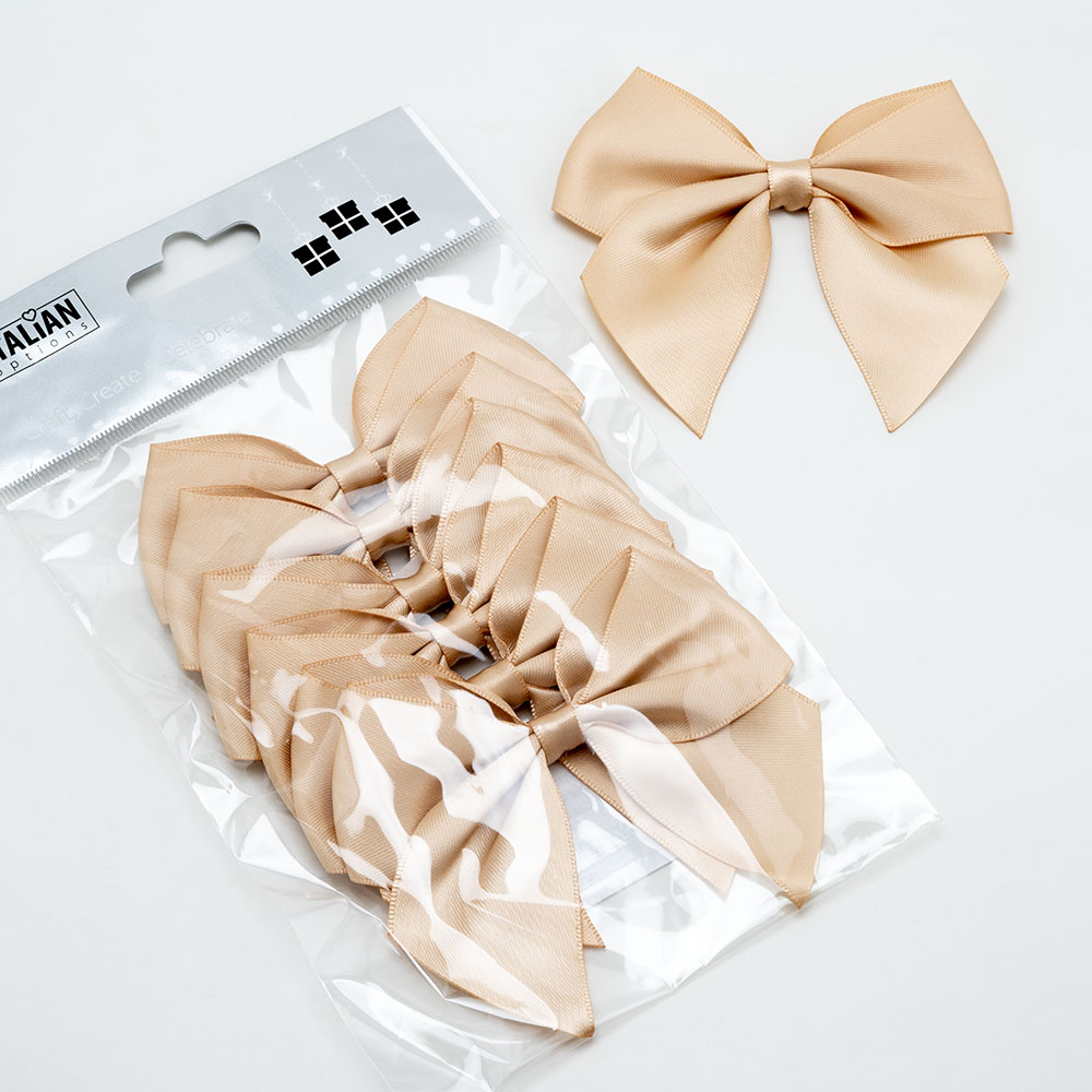 Italian Options 6 Pack Ribbon Bows Champagne 10cm