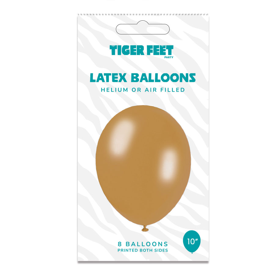 Tiger Feet 6 x 8pk Latex Balloons Gold 10