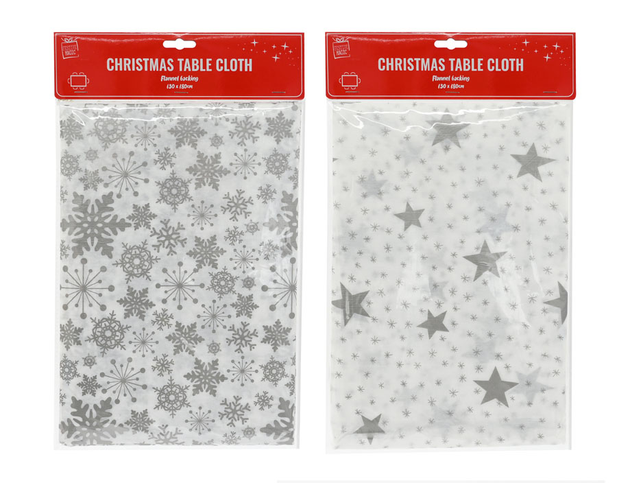 Uncle Bills 24 Pack Tablecloth Silver Printed