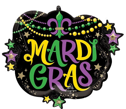 Anagram Foil Balloon Mardi Gras Glitter Beads 28