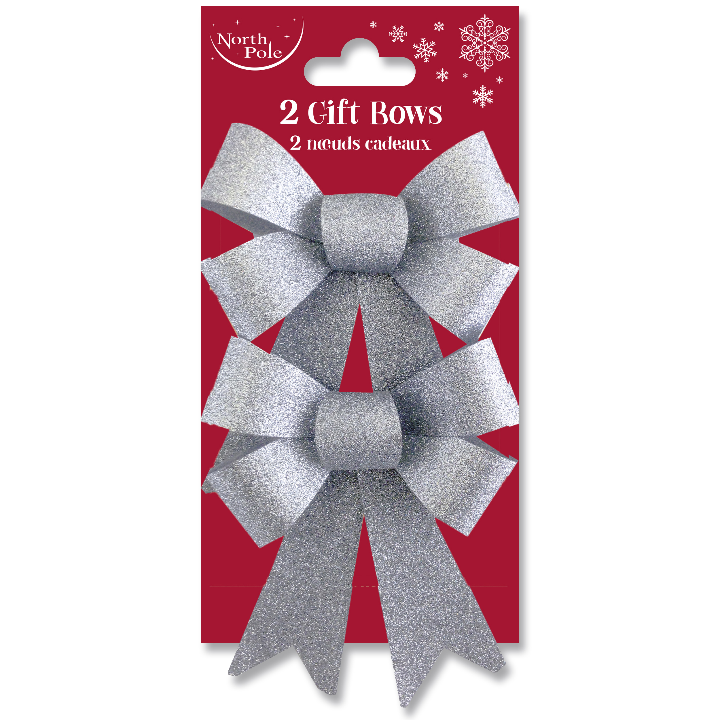 Eurowrap 2 Pack Bow Glitter Silver