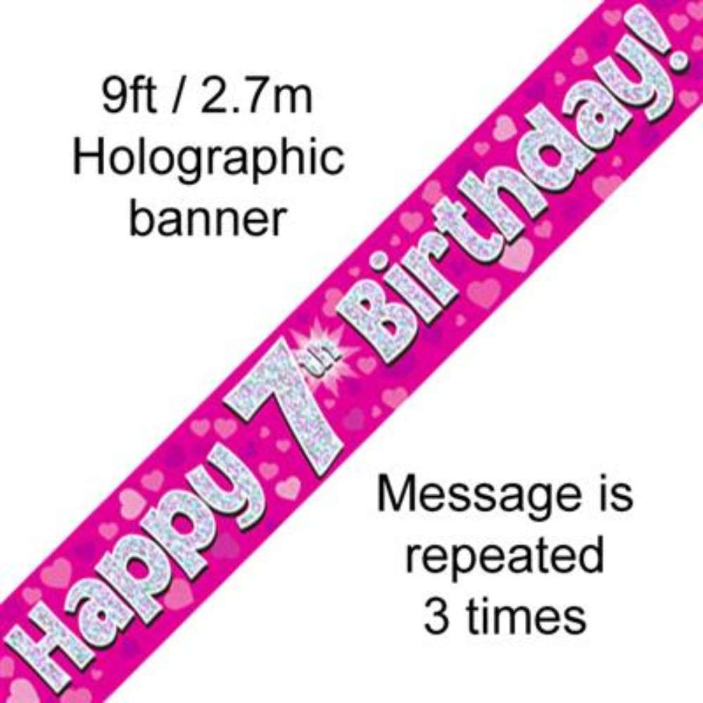 Oaktree Banner Age 7 Pink Holographic 9ft