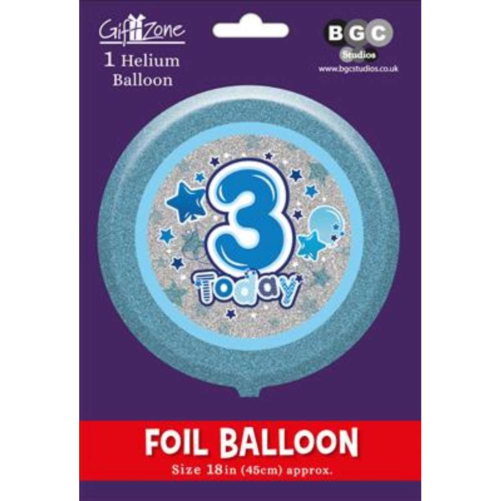 Foil Balloon 18" Round Holographic Age 3