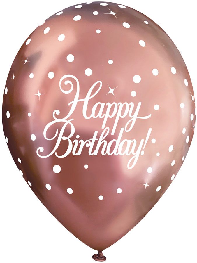 Oaktree Fizz Birthday Rose Gold 11" Latex 6pk