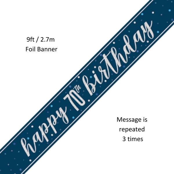 Unique Banner Blue Glitz Age 70 9ft