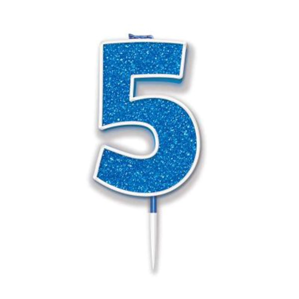 Oaktree Party Candle Number 5 Blue 7.5cm