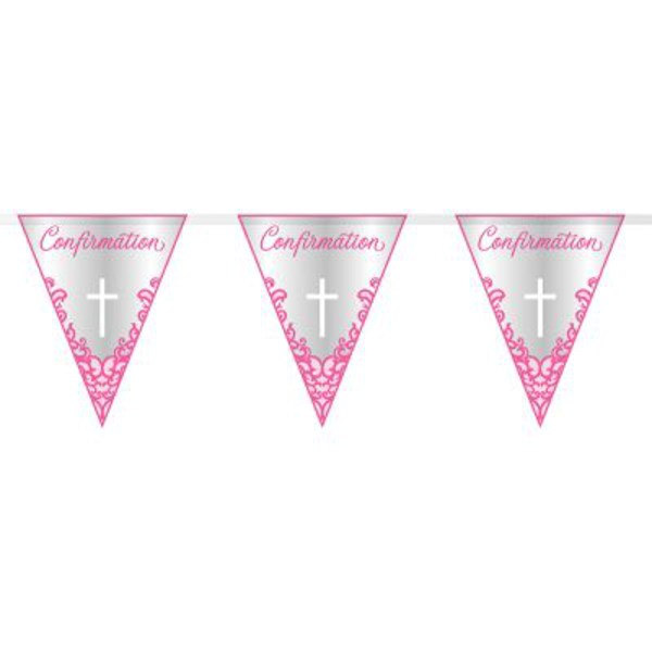 Unique Flag Banner Confirmation Pink Cross 9ft
