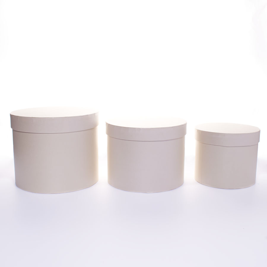 Hat Box Ivory 3pc L-6x7.5"/M-5.5x7"/S-4.5x5.5