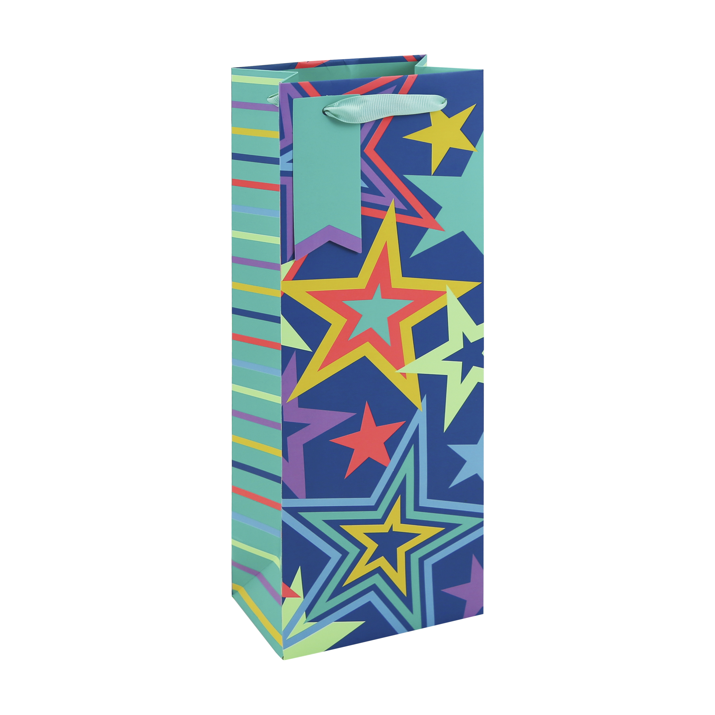 Eurowrap 6 Pack Gift Bag Neon Stars Bottle