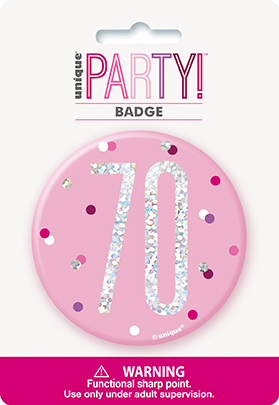 Unique Badge Pink Glitz Age 70 3