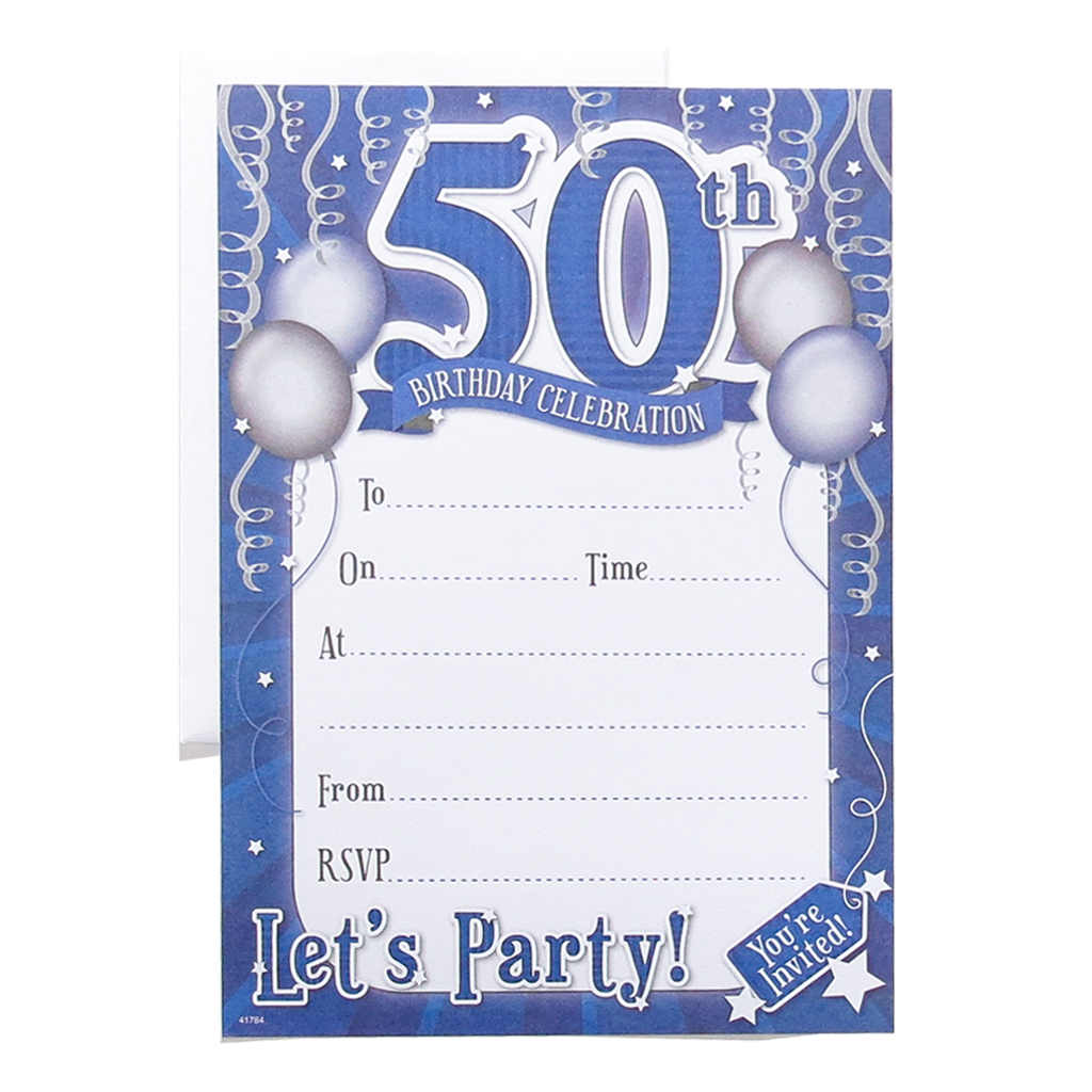 Age 50 Male Birthday Invitations 10x20pk