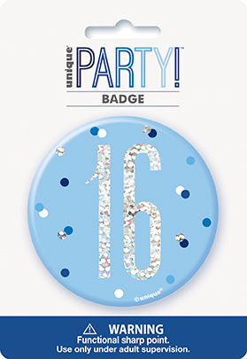 Unique Badge Blue Glitz Age 16 3