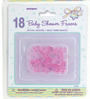 Unique Crystal Pacifiers Pink 1" 18pk