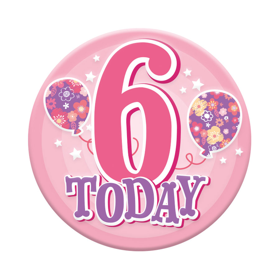 Six small Tiger Feet birthday badges featuring the number 6, perfect for celebrating a 6th birthday event.