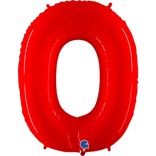 Grabo Foil Balloon Red Fluo 40" Number 0