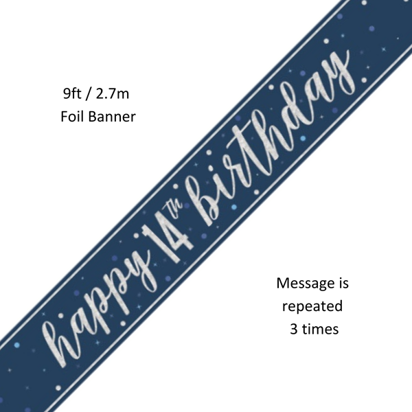 Unique Banner Blue Glitz Age 14 9ft