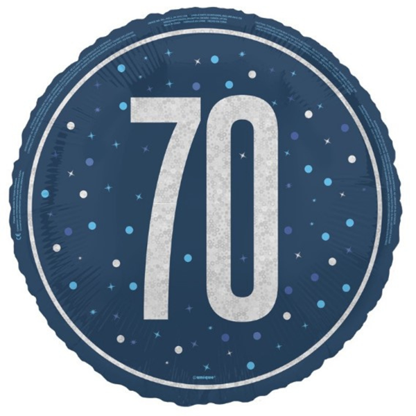 Unique Foil Balloon Blue Glitz Age 70 18"