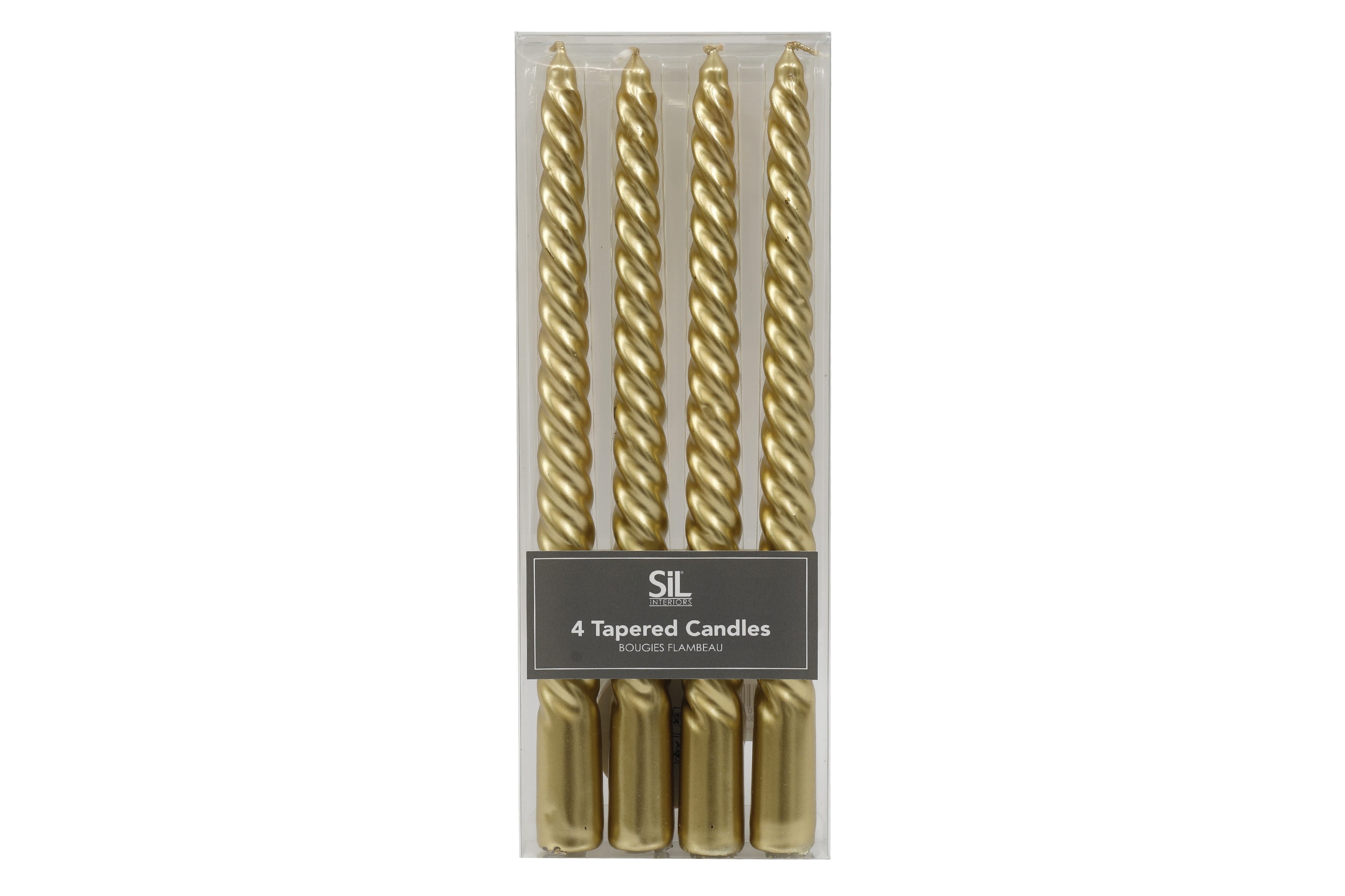 Sifcon 4 Pack Candle Twist Taper Gold 25cm