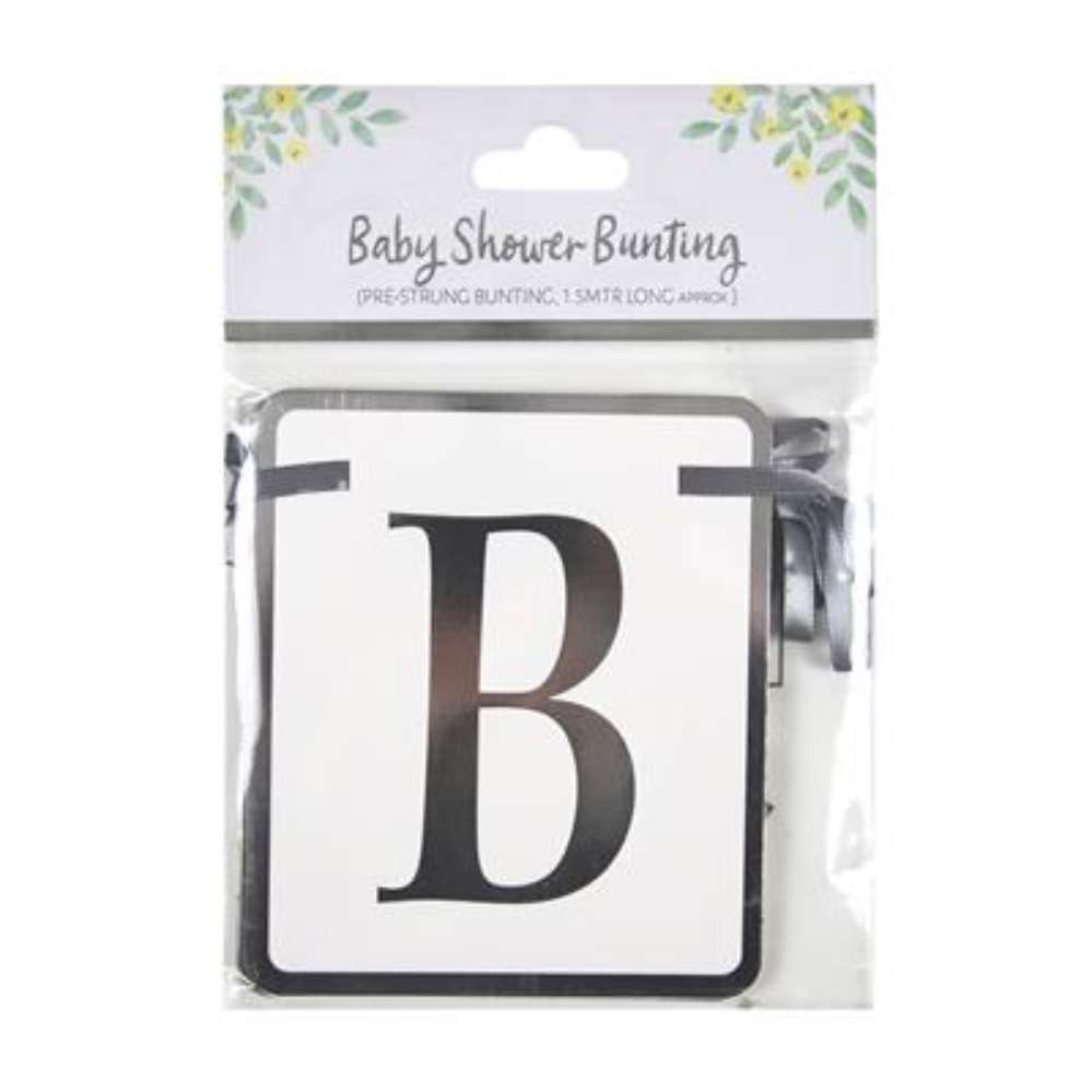 Bunting Baby Shower Silver & Green