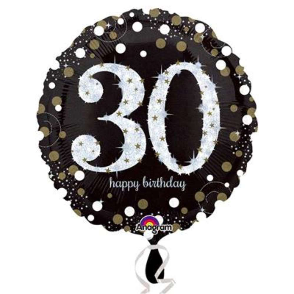 Anagram 30th Black & Gold 18" Foil Balloon