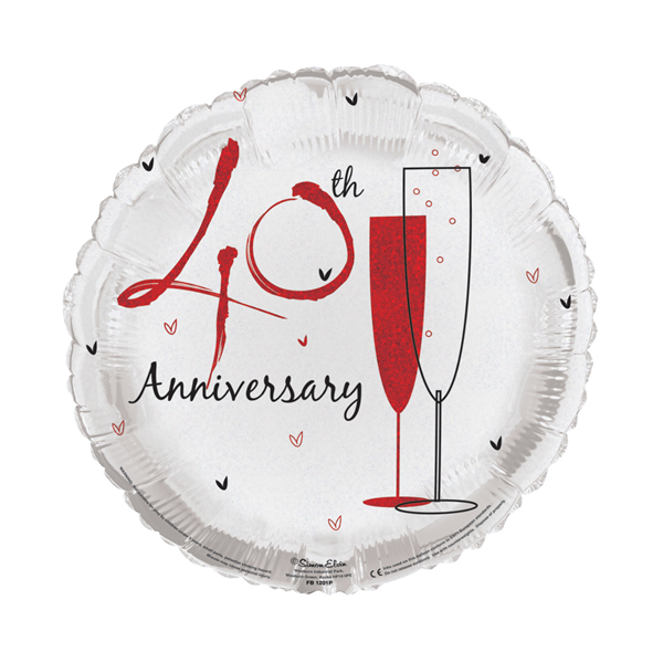 Ruby Wedding Anniversary Round 18" Foil Balloon
