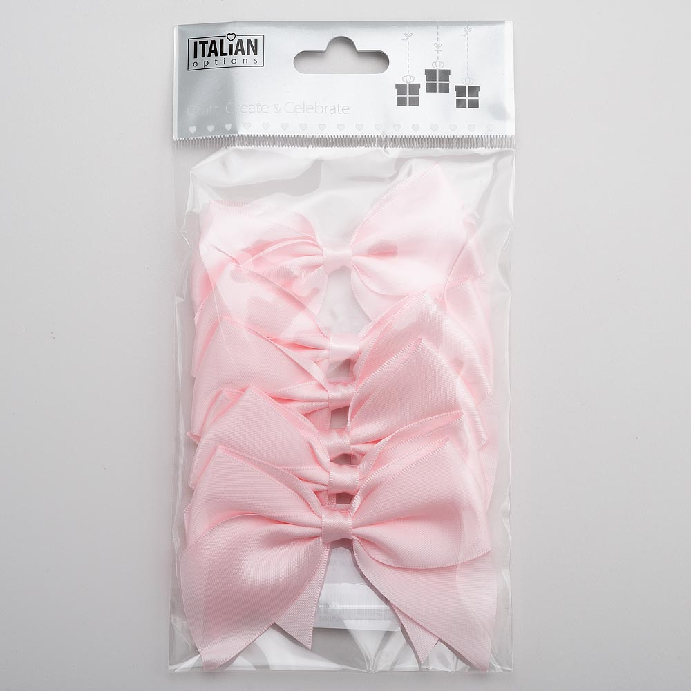 Italian Options 6 Pack Ribbon Bows Pale Pink 10cm