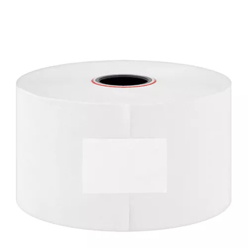 Merley thermal till rolls, 44x73.4mm, 20-pack, shop equipment, with rolls stacked showing smooth, white thermal paper for receipts