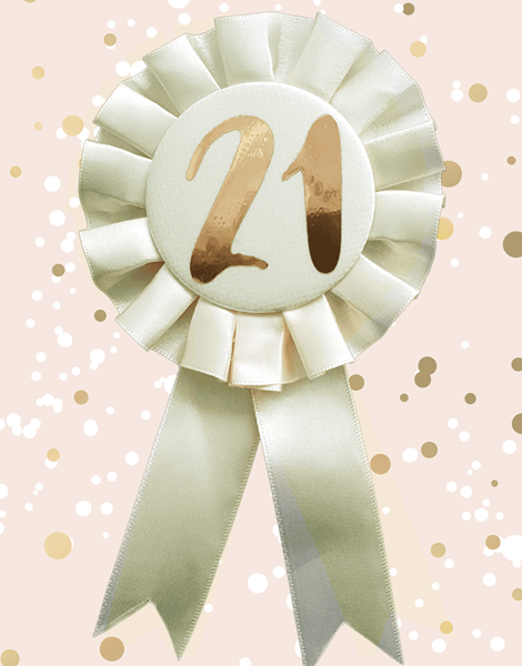 Rose Gold 21st Birthday Rosette Badge