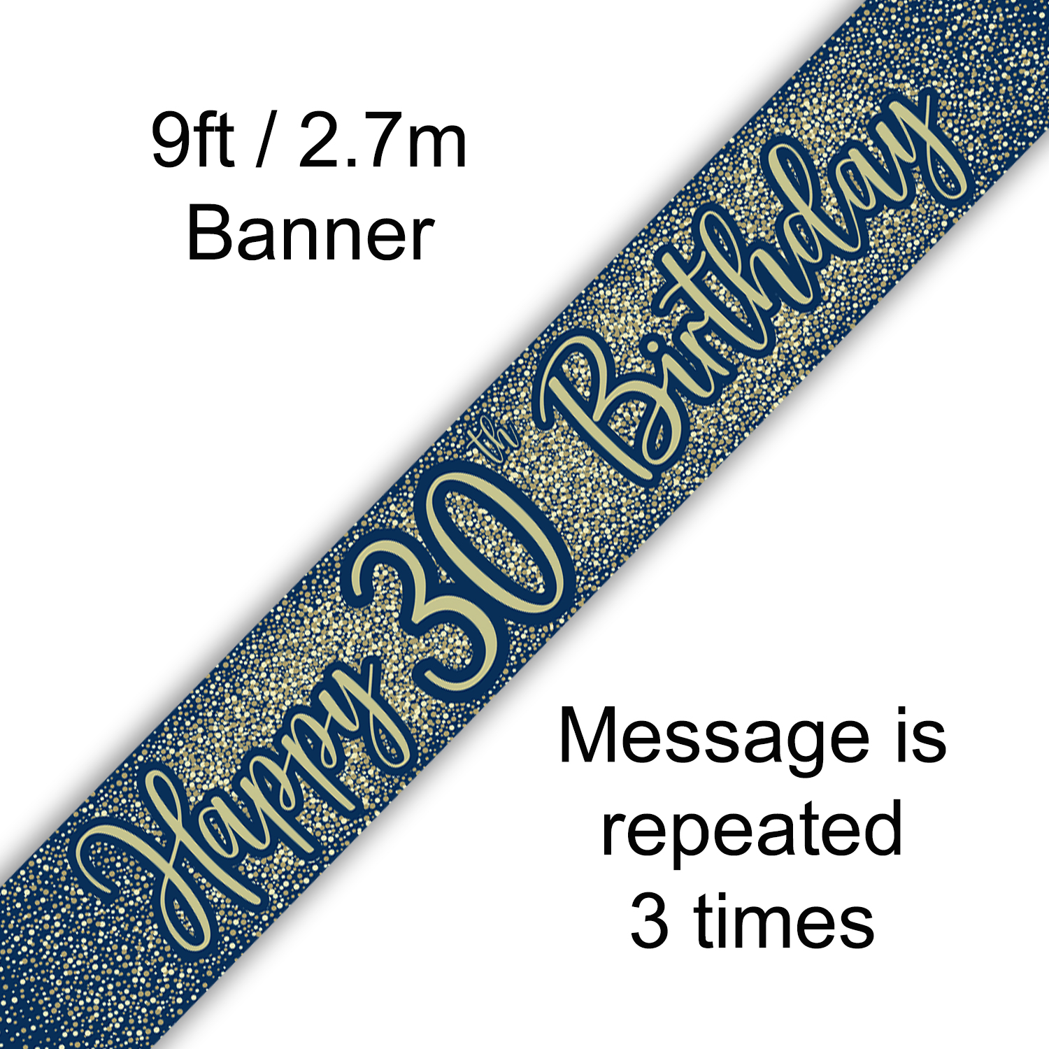 Oaktree Banner Age 30 Gold & Navy 9ft