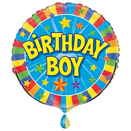 Unique Birthday Boy 18-inch foil balloon featuring a colorful design for celebrating an 18th birthday