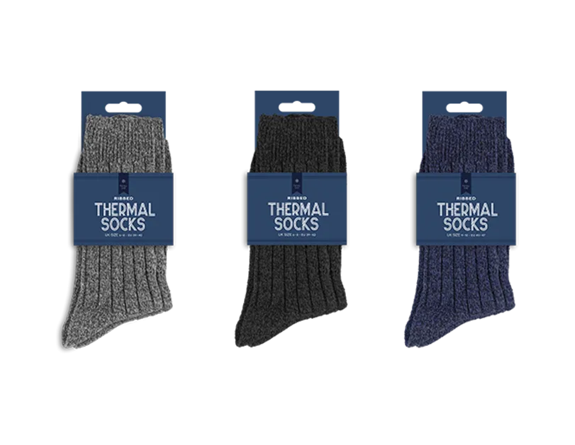 Gem Imports 12 Pack Ribbed Thermal Socks Men's